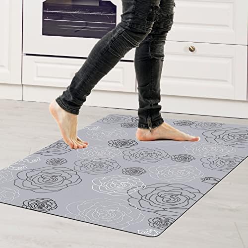 RUEIURI 0.1 Inch Ultra Thin Kitchen Sink Floor Mat, Waterproof Indoor Door Mat Kitchen Rugs Laundry Room Decor with Non Slip Rubber Backing Washable, 24"×36", Morandi Grey