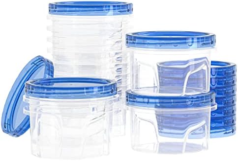 Reusable Freezer Storage Container Sets with Airtight Twist Top Lid, Round BPA-Free Plastic Containers with Lids for Kitchen Meal Prep, Microwave, Dishwasher and Freezer Safe [12 Pack-16 oz]