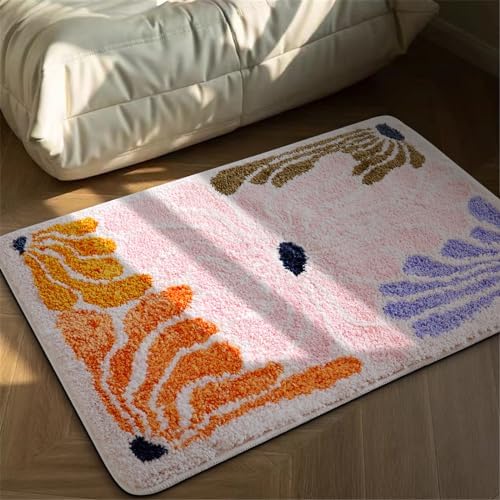 RoomTalks Funky Aesthetic Floral Small Rugs for Bedroom Dorm College Y2K Preppy Rug, Boho Modern Abstract Art Groovy Bathroom Kitchen Rugs Non Slip Washable, Matisse Trendy Hippie Cute Throw Rugs