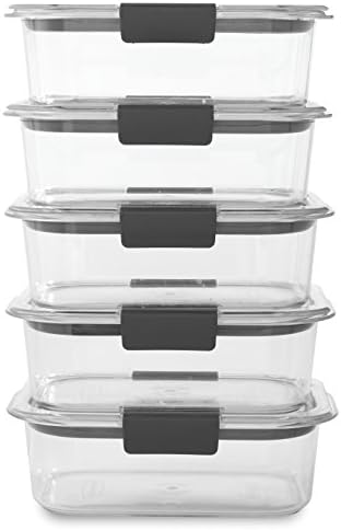 Rubbermaid Brilliance BPA Free Food Storage Containers with Lids, Airtight, for Lunch, Meal Prep, and Leftovers, Set of 5 (3.2 Cup)