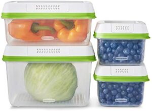 Rubbermaid FreshWorks Produce Saver, Medium and Large Storage Containers, 8-Piece Set, Clear