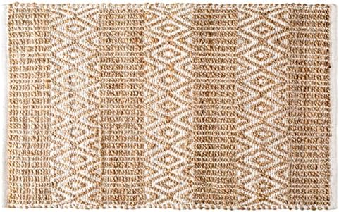 Rug 2x3',Rag rugs,Chindi Rug,Braided Rug,2x3 Rug,Chindi Rugs,Chindi Handloom Rug 2x3', Farmhouse Area Rugs, Natural Braided Doormat for Kitchen Entryway Pets Playing Chindi Chindi Rugs - Natural/White