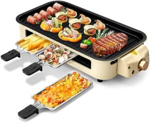 SUEWRITE Electric Smokeless Indoor Grill, Non-Stick Cooking Removable Plate, Portable Korean BBQ Grill with Removable Temperature Control, Dishwasher Safe, 1500W