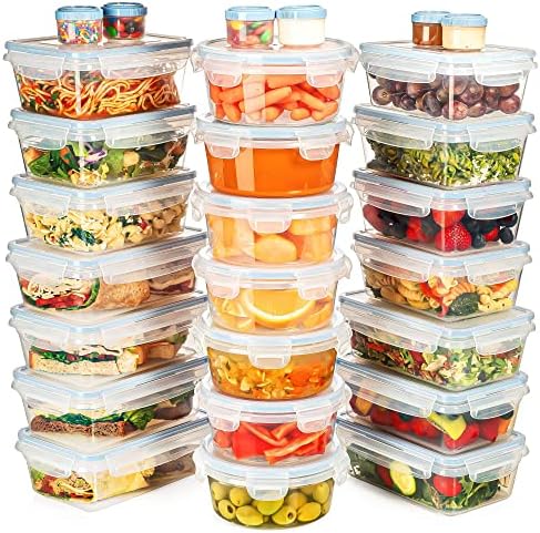 Shazo HUGE set 54 Pack Plastic Food Storage Containers set with Airtight Lids, 27 containers + 27 Snap Lids, Meal Prep Lunch/Bento Box - BPA Free Freezer Safe - Kitchen