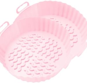 Silicone Kitchen Air Fryer Liner Reusable Round 7.5 Inches Non Stick PBA Free Fits 3qt - 5qt Non Stick Oven Air Fryer Gadget Small Appliances (Pink, 2)