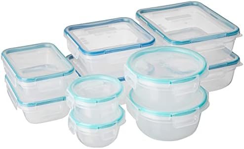 Snapware Total Solution 20-Pc Plastic Food Storage Containers Set with Lids, 8.5-Cup, 5.5-Cup, 4-Cup, 3-Cup, and 1.2-Cup Meal Prep Containers, BPA-Free Lids with Locking Tabs, Mixed Sizes, Clear