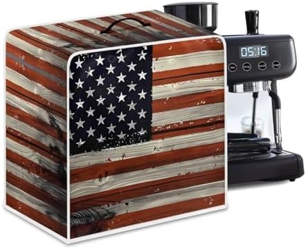 Suobstales American Flag Print Coffee Maker Cover Soft Coffee Machine Cover Dust Protection Coffee Maker Appliance Cover for Kitchen Washable Coffee Maker Protective Covers, L