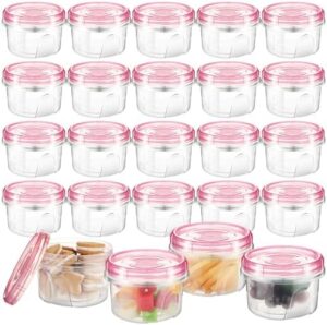 Suzile 24 Pcs Small Containers with Lids 16 Oz Plastic Reusable Containers Food Storage Freezer Container Clear Bottom Airtight Soup Containers with Lids for Meal Lunch, Microwave Safe (Light Pink)