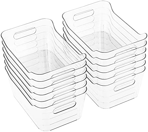 Tiawudi 12 Pack Plastic Storage Bins, Multi-Use Organizer Bins, Pantry Organizer, Clear Storage Containers, Bins for Home & Kitchen