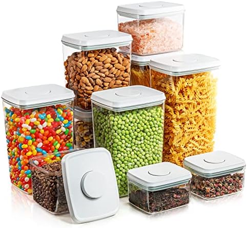 Tourdeus Pop Airtight Food Storage Containers for Pantry Organization, 10-Piece BPA Free Food Storage Containers Air Tight Storage Containers with Lids, 3.5Qt, 2.9Qt, 2.1Qt, 1.3Qt, 0.6Qt