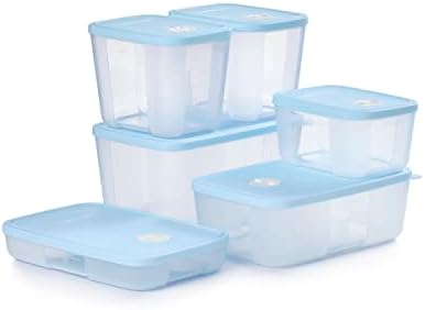 Tupperware Date, Store & Freeze Collection 12 Piece Food Storage Container Set - Dishwasher Safe & BPA Free - (6 Containers + 6 Lids)