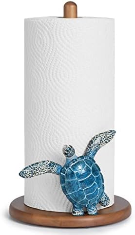 Turtle Paper Towel Holder - Unique Paper Towel Holder Stand Cute Sea Turtle Ocean Decor Gift Beach House Decor Wooden Counter Kitchen Towel Holder, Coastal Decor for Home, Sea Turtle Gifts for Women