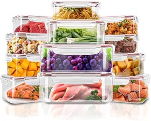 Utopia Kitchen Plastic Food Storage Container Set with Airtight Lids - Pack of 24 (12 Containers & 12 Snap Lids)- Reusable & Leftover Lunch Boxes - Leak Proof & Microwave Safe