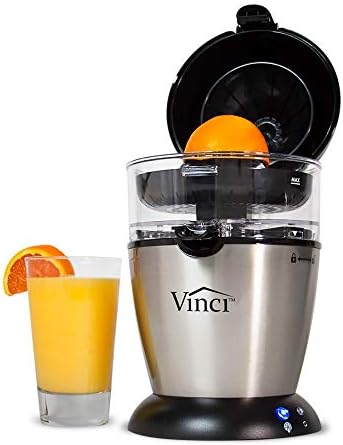 Vinci Hands-Free Patented Electric Citrus Juicer 1-Button Easy Press Lemon Lime Orange Grapefruit Juice Squeezer Easy to Clean Juicer Machine, Black/Stainless Steel