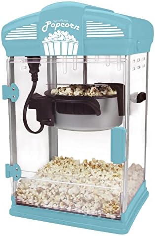 West Bend Stir Crazy Movie Theater Popcorn Popper, Gourmet Popcorn Maker with Nonstick Popcorn Kettle, Measuring Tool and Scoop , 4 Qt, Blue