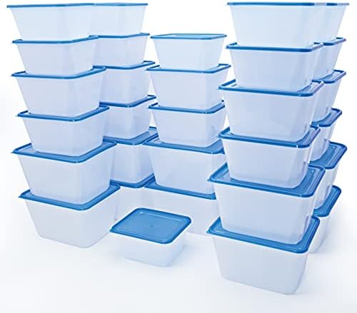 YESOON [30 Pack Reusable Freezer Food Storage Containers with Lids [26oz-40oz-70oz] Plastic Meal Prep Container Sets Bento Box BPA Free Freezer & Microwaveable & Dishwasher Safe