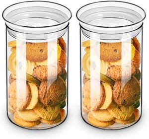 ZENS Glass Canister Jars with Glass Lid, Airtight Kitchen Canisters Set of 2, Clear Sealed 37 Fluid Ounce Cylinder Storage Containers Sets for Cookie,Coffee 1100ML