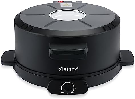 blessny Electric Arabic Bread Maker, 2 in 1 Pizza and Arabic Pita Bread Maker Oven Machine for Home Kitchen,with Temperature Adjust, US Plug 110V/60HZ 1500W, 12-in (Black)