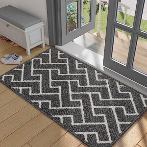 hicorfe Indoor Doormat,Front Back Door Mat Rubber Backing Non Slip Door Mats,24"x35" Absorbent Resist Dirt Entryway Doormat Inside Floor Mats for Entrance Washable Low-Profile(Grey)