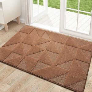 OLANLY Door Mats Indoor, Non-Slip, Absorbent, Dirt Resist, Entrance Washable Mat, Low-Profile Inside Entry Doormat for Entryway (30x17 inches, Brown)