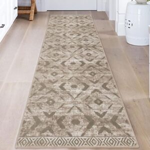 KILOCOCO Runners for Hallways, Hallway Runner Rug Washable, Runner Rug Non Slip Distressed Laundry Room Rug, Low-Pile Rug Runner for Entryway/Bedroom/Kitchen/Living Room/Bathroom, 2x6 Brown