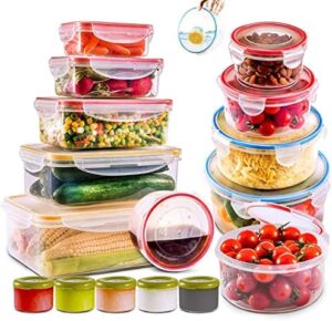 28 Pcs Food Storage Containers with Lids Airtight-14 Stackable Clear Plastic Containers with 14 Lids- BPA-Free Meal Prep Containers for Kitchen and Pantry Organization, Microwave and Dishwasher Safe