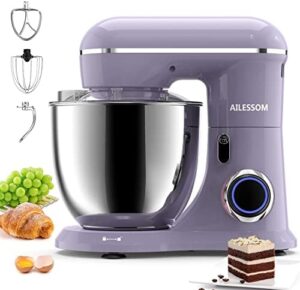 AILESSOM 3-IN-1 Electric Stand Mixer, 660W 10-Speed With Pulse Button, Attachments include 6.5QT Bowl, Dough Hook, Beater, Whisk for Most Home Cooks, Vine Purple