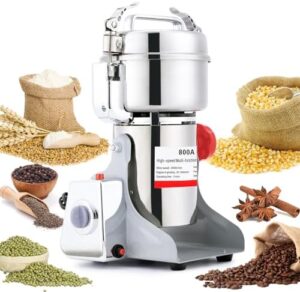 APWONE Electric Grain Mill Grinder 800g High-speed Grain Spice Herb Grinder 1800W Dry Grinder Machine 304 Stainless Steel Superfine Powder Grinder 25000r/min for Kitchen Home and Commercial