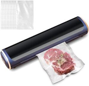 AUDRWALL Vacuum Sealer Machine with 4-in-1 Dry/Moist Function for Food Storage Food/Dried Fruits Saver Vacuum Sealer Machine with 10PCS Vacuum Seal Bags (blue)