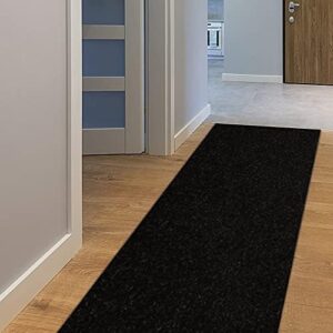 AYOHA Runner Rug 2' x 6' Indoor/Outdoor Carpet Runners, Hallway Kitchen Entryway Bedroom Area Rugs with Natural Non-Slip Rubber Backing, Garage mat, Black (Available for Custom Sizes)