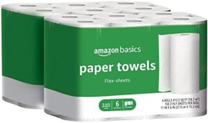 Amazon Basics 2-Ply Paper Towels, Flex-Sheets, 150 Sheets per Roll, 12 Rolls (2 Packs of 6), White