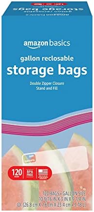 Amazon Basics Gallon Food Storage Bags, 120 Count