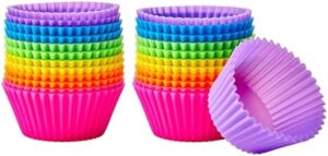 Amazon Basics Round Reusable Silicone Baking Cups, Muffin Liners, Pack of 24, Multicolor, 2.9"L x 2.9"W x 1.3"H