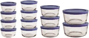 Anchor Hocking SnugFit 26 Piece Glass Food Storage Containers with Lids, Navy