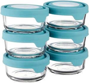 Anchor Hocking TrueSeal Glass Food Storage Containers with Airtight Lids, 2-Cup, Mineral Blue, Pack of 6