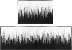 Britown Winter Kitchen Rug Mat Tree Kitchen Rugs Sets of 2 Washable Non-Slip Kitchen Floor Mats for in Front of Sink Kitchen Decor for Dining Room, Floor Home, Office, Sink, Laundry