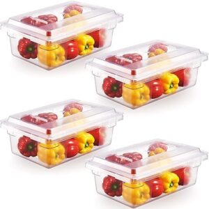 CURTA 4 Pack Food Storage Box with Lid, 3.5 Gallon - 18" x 12" x 6" NSF Listed Commercial Grade Clear Polycarbonate Container