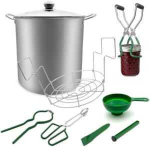 Canning Supplies Starter Kits, Stainless Steel 21.5 QT Canning Pot with Rack & 6 Pieces Canning Tool Set, Water Bath Canner for Beginner Making Cans at Home