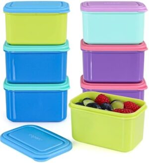 Caperci Small Snack Containers with Lids 6 Pack - 5oz/150ml Leakproof Stackable Small Food Storage Containers for School Lunch, Work, Travel, BPA-Free