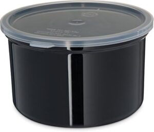 Carlisle FoodService Products Classic Round Storage Container Crock with Lid for Kitchen, Restaurants, Home, Plastic, 1.5 Quarts, Black, (Pack of 6)