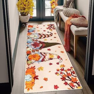 Cekene Fall Rug Runners for Hallway 2.1’x6’ Non Slip Washable Gnome Kitchen Runner Rugs with Rubber Backing Low Pile Laundry Room Rug Soft Area Rug Carpet Runner for Bedroom Thanksgiving Halloween