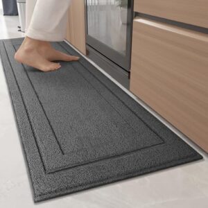 Color G Kitchen Mats for Floor, Kitchen Rugs Washable Kitchen Runner Rug Non Skid Standing Mat Rubber Backing, Grey Kitchen Floor Mat for in Front of Sink/Laundry Room/Hallway, 17"x71"