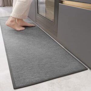 Color G Kitchen Rugs and Mats Non Slip Washable, Absorbent Kitchen Mats Woven Kitchen Runner Rug Easy to Clean Kitchen Floor Mats for in Front of Sink, Laundry Room, Hallway, 17”x47”, Light Grey