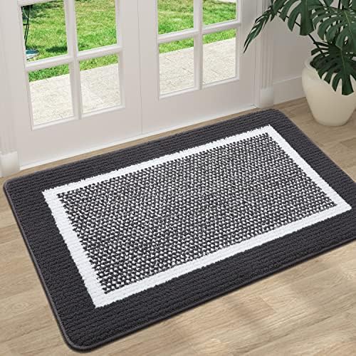 Colorxy Indoor Door Mat, Non-Slip Absorbent Resist Dirt Entrance Mat, Durable Low-Profile Inside Floor Mats, Washable Front Entry Doormats for Entryway, 32''x20'', Dark Grey