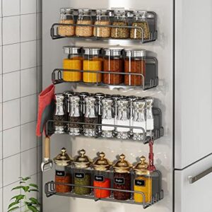 Coobest Spice Rack Organizer, 4 Pack Magnetic Spice Rack for Refrigerator, Seasoning Spice Organizer, Magnet Spice Racks, Magnetic Shelf for Refrigerator, Kitchen Organizers and Storage