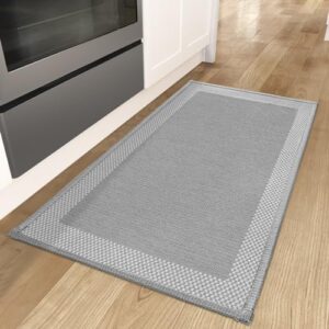 DEXI Kitchen Rugs and Mats for Floor Non Skid Washable Runner Rug in Front of Sink, Laundry Room, Hallway, 17"x29", Grey