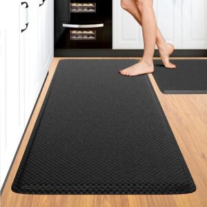 Demiwise Kitchen Mats Cushioned Anti Fatigue, 2PCS Kitchen Rugs Non Slip, Kitchen Mats for Floor, Heavy Duty Ergonomic Comfort Rugs Sets for Kitchen, Floor, Office, Sink, Laundry 17.3"×47"+17.3"×29.5"