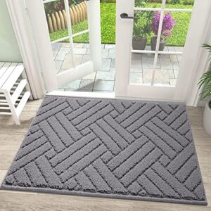 Door Mat Indoor Doormat, Entryway Rug Door Mats Non-Slip Rubber Backing, Low-Profile Entrance Rugs, Absorbent Resist Dirt Doormats Machine Washable Inside Floor Door mat,Grey 20"x31.5"