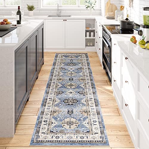 Dripex Boho Runner Rug-2x8 Washable Distressed Hallway Runner Oriental Medallion Carpet Runner Non-Slip Stain-Resistant Kitchen Mat Foldable Thin Accent Rug for Entrance Living Room Bedroom