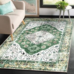 EARTHALL Boho Rug 3x5 Washable Distressed Entry Throw Area Rug Faux Wool Soft Fuzzy Rugs Non-Slip Low-Pile Indoor Accent Rug for Kitchen Living Room Dining Table